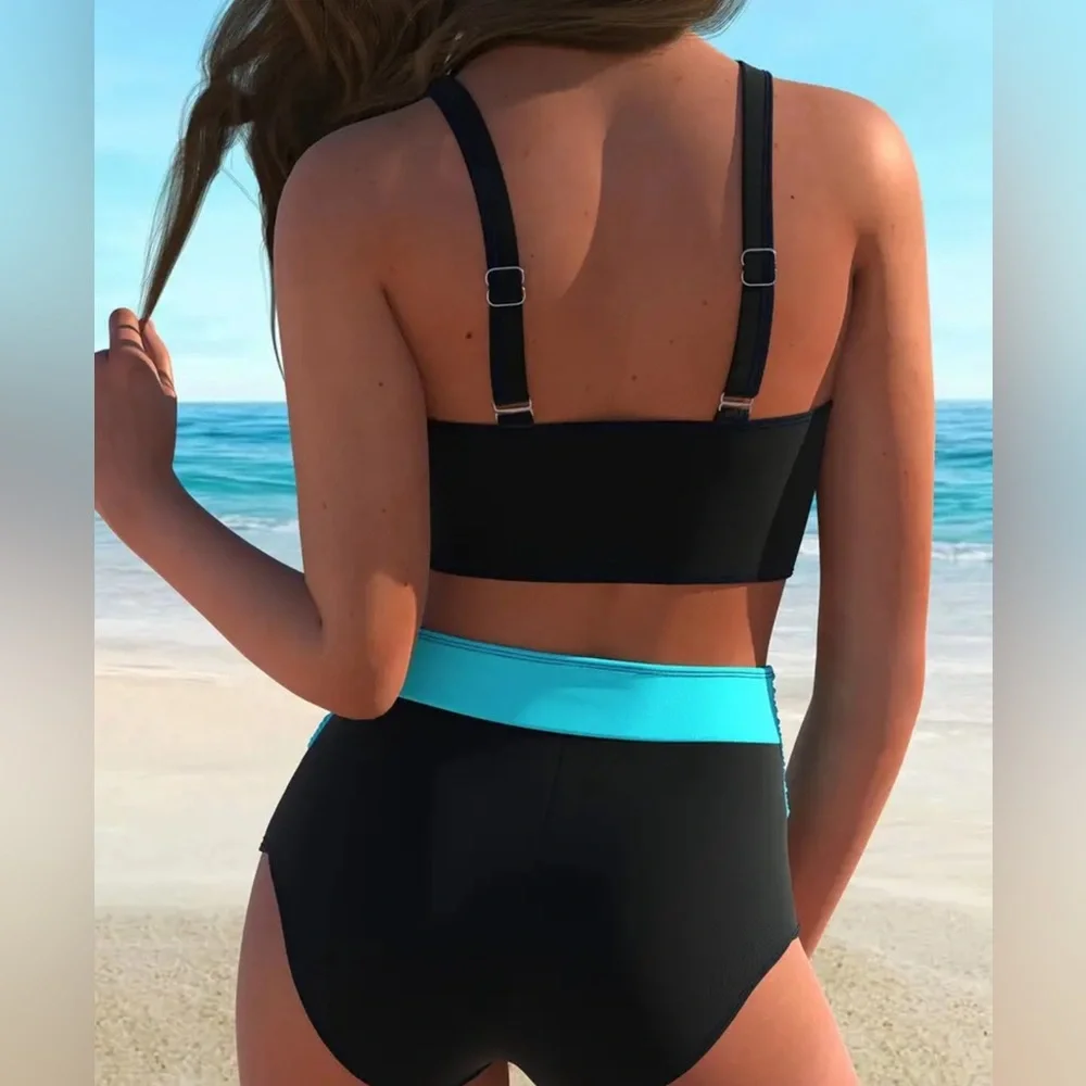 SO CHIC BOUTIQUE 🎉HOST PICK🎉 BLACK AND BLUE HIGH RISE BIKINI! - Picture 2 of 2